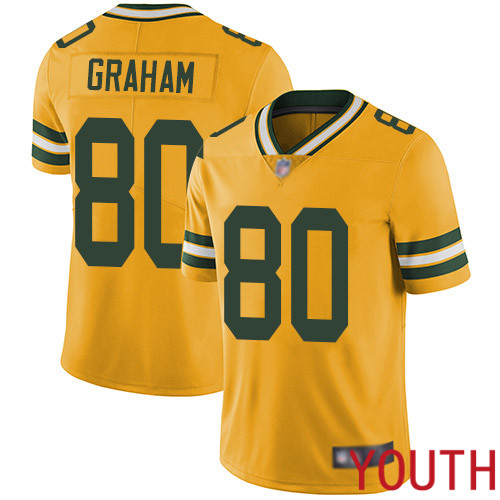 Green Bay Packers Limited Gold Youth #80 Graham Jimmy Jersey Nike NFL Rush Vapor Untouchable->green bay packers->NFL Jersey